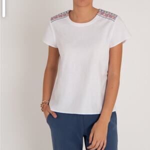 NWT Sherpa Kiran Embroidery Button Back Top Hemp Tencel